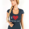 Twin set Simona Barbieri Rozmiar XS Kolor Granatowy Okrągły dekolt T-Shirt Krótki rękaw Materiał Bawełna