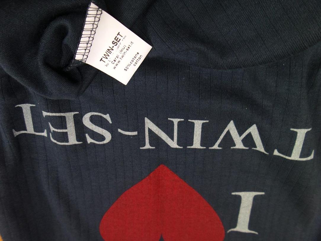 Twin set Simona Barbieri Rozmiar XS Kolor Granatowy Okrągły dekolt T-Shirt Krótki rękaw Materiał Bawełna