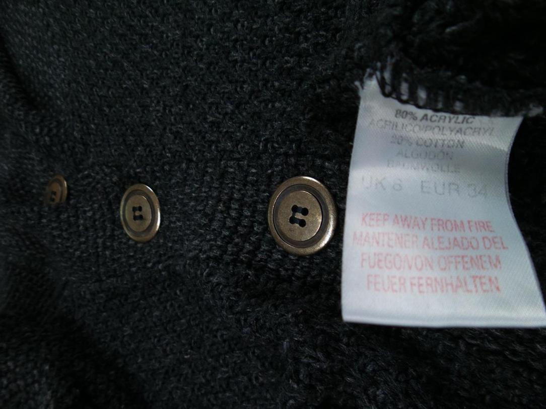 River island Rozmiar 34 Kolor Szary Drapowany dekolt Kardigan Zapinany Krótki rękaw Materiał Akryl Gruba dzianina
