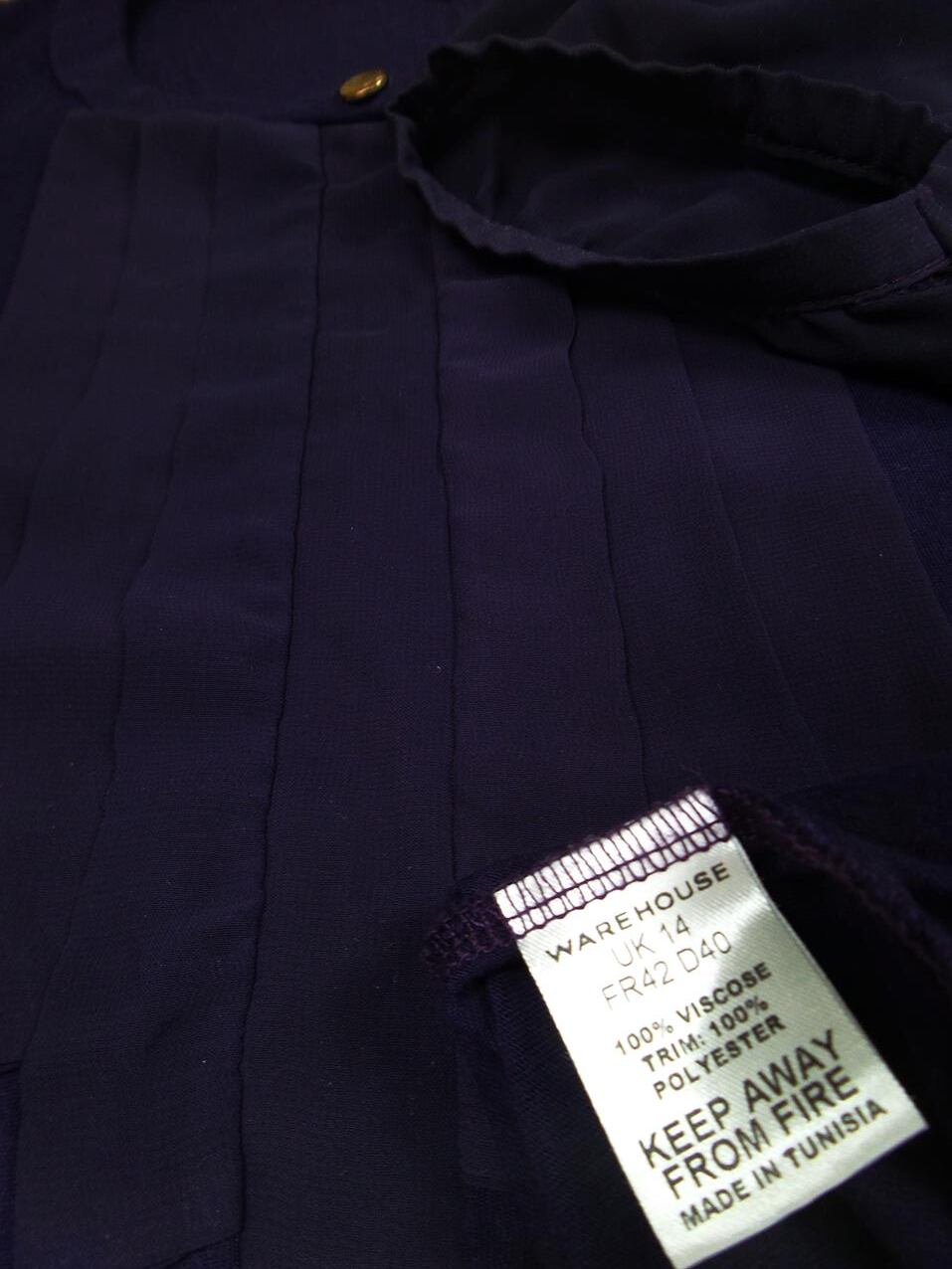 Warehouse Rozmiar 40 Kolor Fioletowy Okrągły dekolt Tunika Bluzka Krótki rękaw Materiał Wiskoza 100%