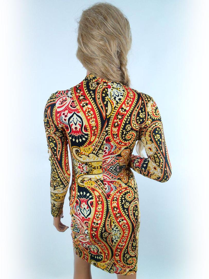 Mng Rozmiar S Kolor Żółty Paisley Okrągły dekolt Sukienka Bodycon Długi rękaw Midi Materiał Wiskoza 100% Mng Rozmiar S Kolor Żółty Paisley Okrągły dekolt Sukienka Bodycon Długi rękaw Midi Materiał Wiskoza 100%