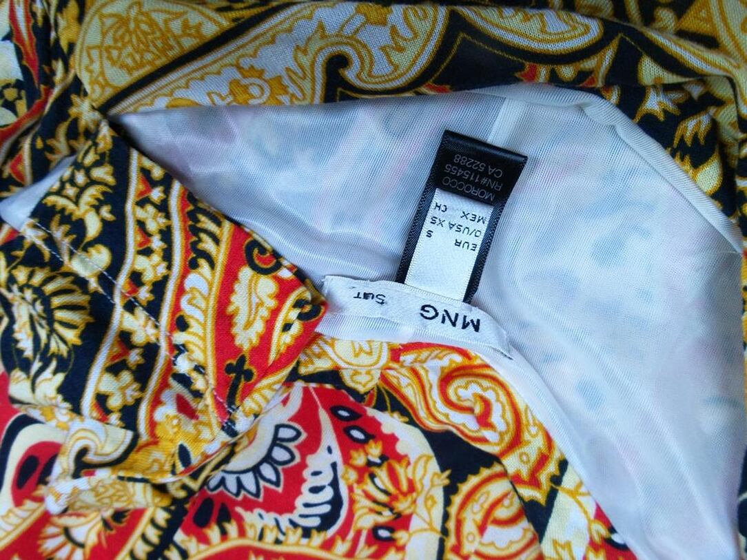 Mng Rozmiar S Kolor Żółty Paisley Okrągły dekolt Sukienka Bodycon Długi rękaw Midi Materiał Wiskoza 100% Mng Rozmiar S Kolor Żółty Paisley Okrągły dekolt Sukienka Bodycon Długi rękaw Midi Materiał Wiskoza 100%
