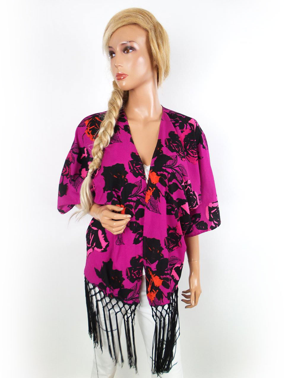 Dorothy perkins Rozmiar 36 Kolor Różowy W serek Otwarty Kardigan Rękaw 3/4 Cienka dzianina