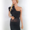 River island Rozmiar 8 (36) Kolor Czarny Na Jedno Ramię Sukienka Bodycon Bezrękawnik Do Kolan