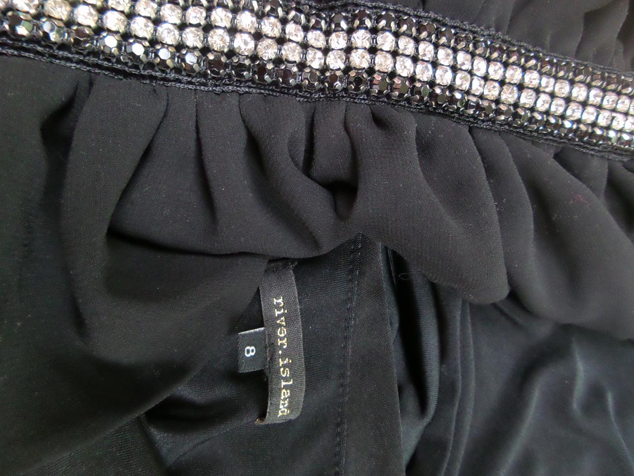 River island Rozmiar 8 (36) Kolor Czarny Na Jedno Ramię Sukienka Bodycon Bezrękawnik Do Kolan