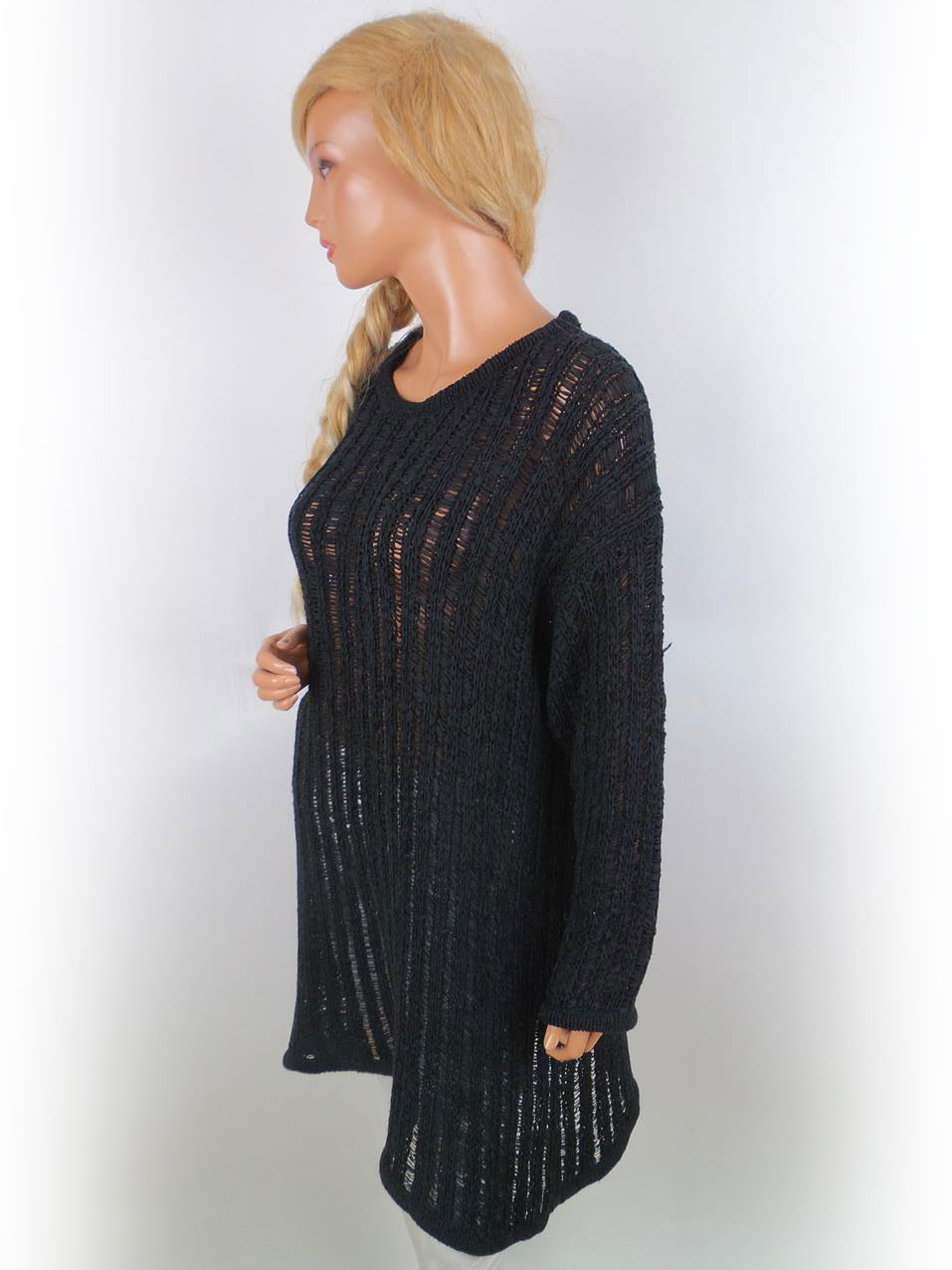 BOHEME Rozmiar one size Kolor Czarny Okrągły dekolt Tunika Bluzka Dzianina Długi rękaw Materiał Akryl BOHEME Rozmiar one size Kolor Czarny Okrągły dekolt Tunika Bluzka Dzianina Długi rękaw Materiał Akryl
