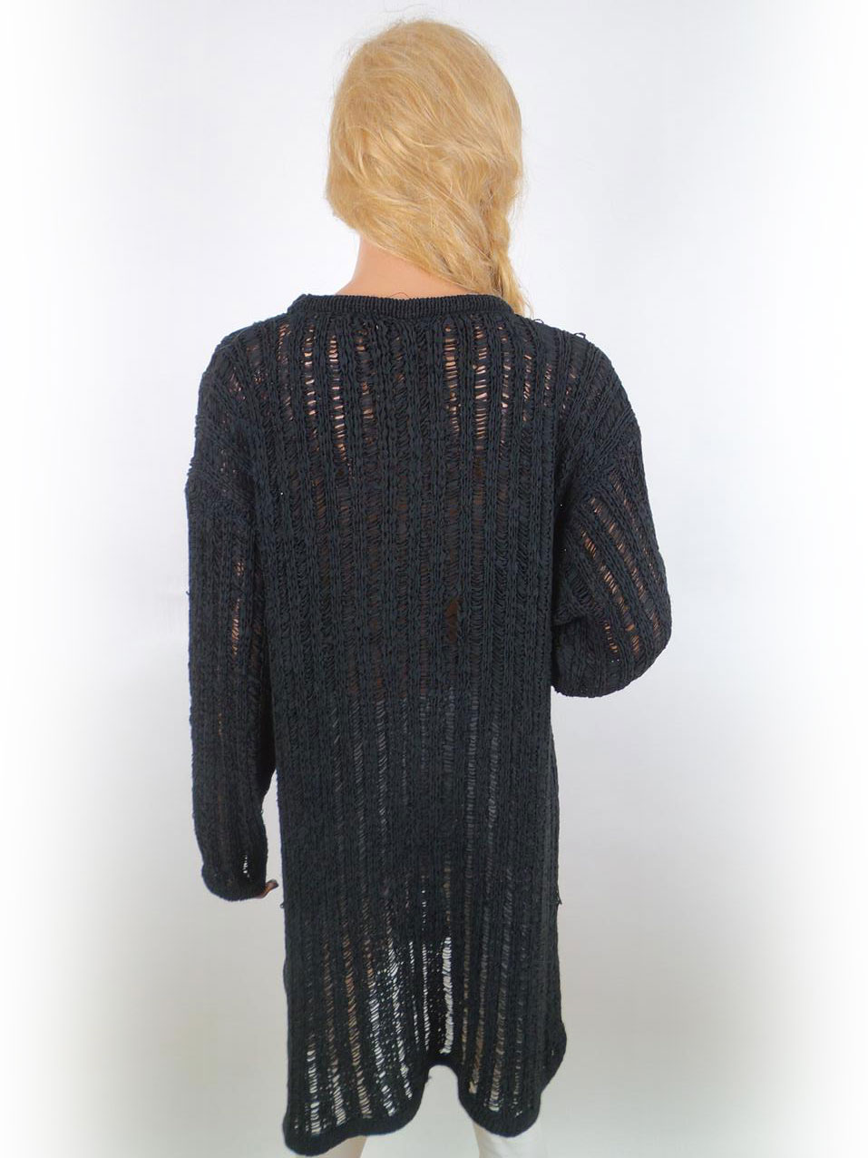 BOHEME Rozmiar one size Kolor Czarny Okrągły dekolt Tunika Bluzka Dzianina Długi rękaw Materiał Akryl BOHEME Rozmiar one size Kolor Czarny Okrągły dekolt Tunika Bluzka Dzianina Długi rękaw Materiał Akryl