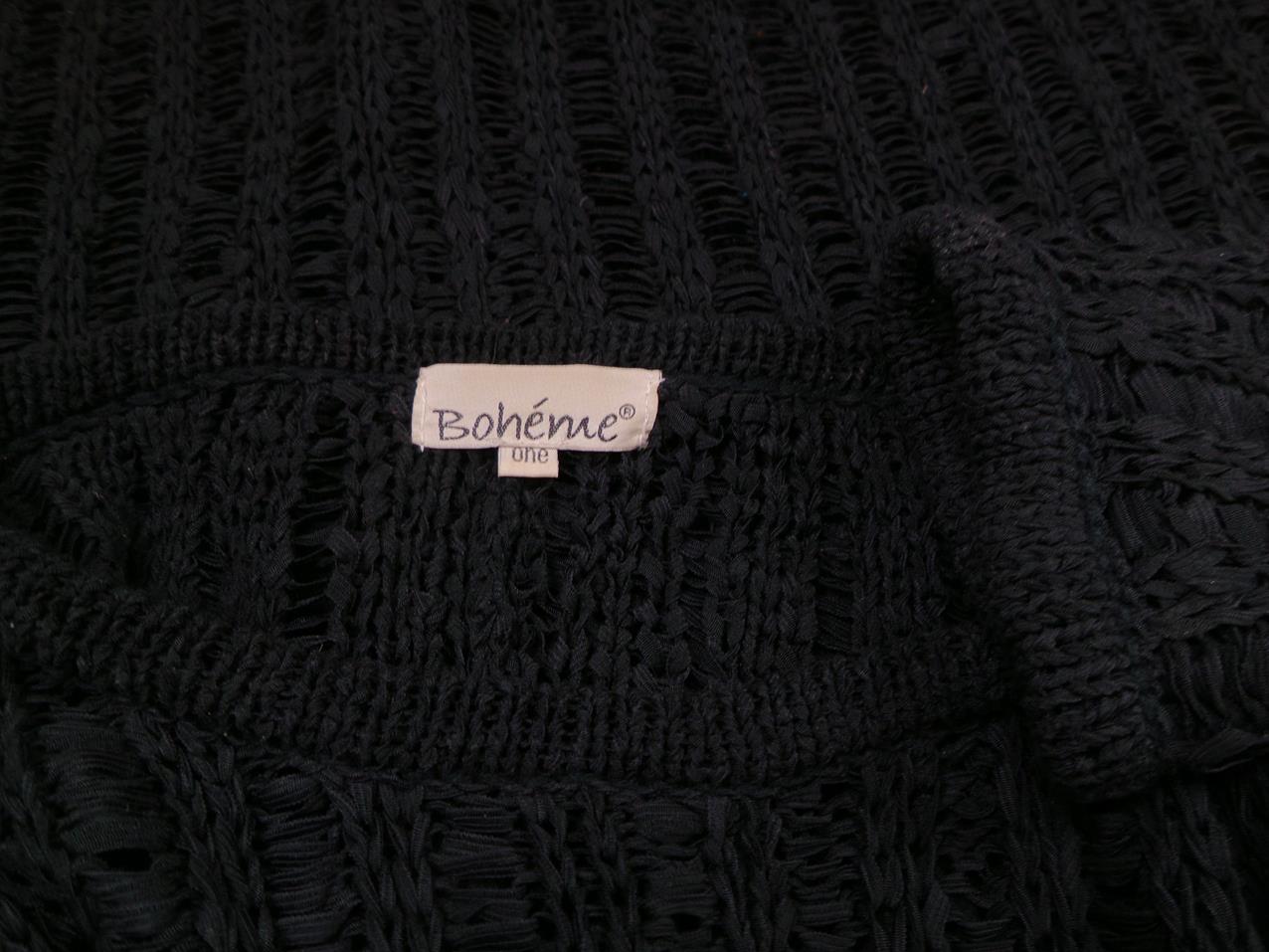 BOHEME Rozmiar one size Kolor Czarny Okrągły dekolt Tunika Bluzka Dzianina Długi rękaw Materiał Akryl BOHEME Rozmiar one size Kolor Czarny Okrągły dekolt Tunika Bluzka Dzianina Długi rękaw Materiał Akryl