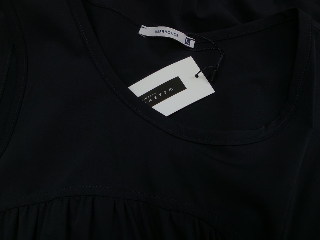 Wearhouse Rozmiar XL Kolor Czarny Okrągły dekolt Sukienka Prostokątna Bezrękawnik Do Kolan Wearhouse Rozmiar XL Kolor Czarny Okrągły dekolt Sukienka Prostokątna Bezrękawnik Do Kolan