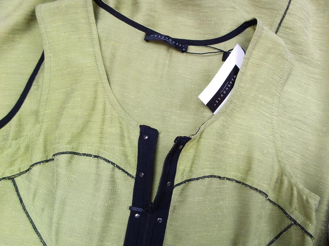 Wearhouse Rozmiar M Kolor Zielony Okrągły dekolt Sukienka Prostokątna Bezrękawnik Do Kolan Wearhouse Rozmiar M Kolor Zielony Okrągły dekolt Sukienka Prostokątna Bezrękawnik Do Kolan