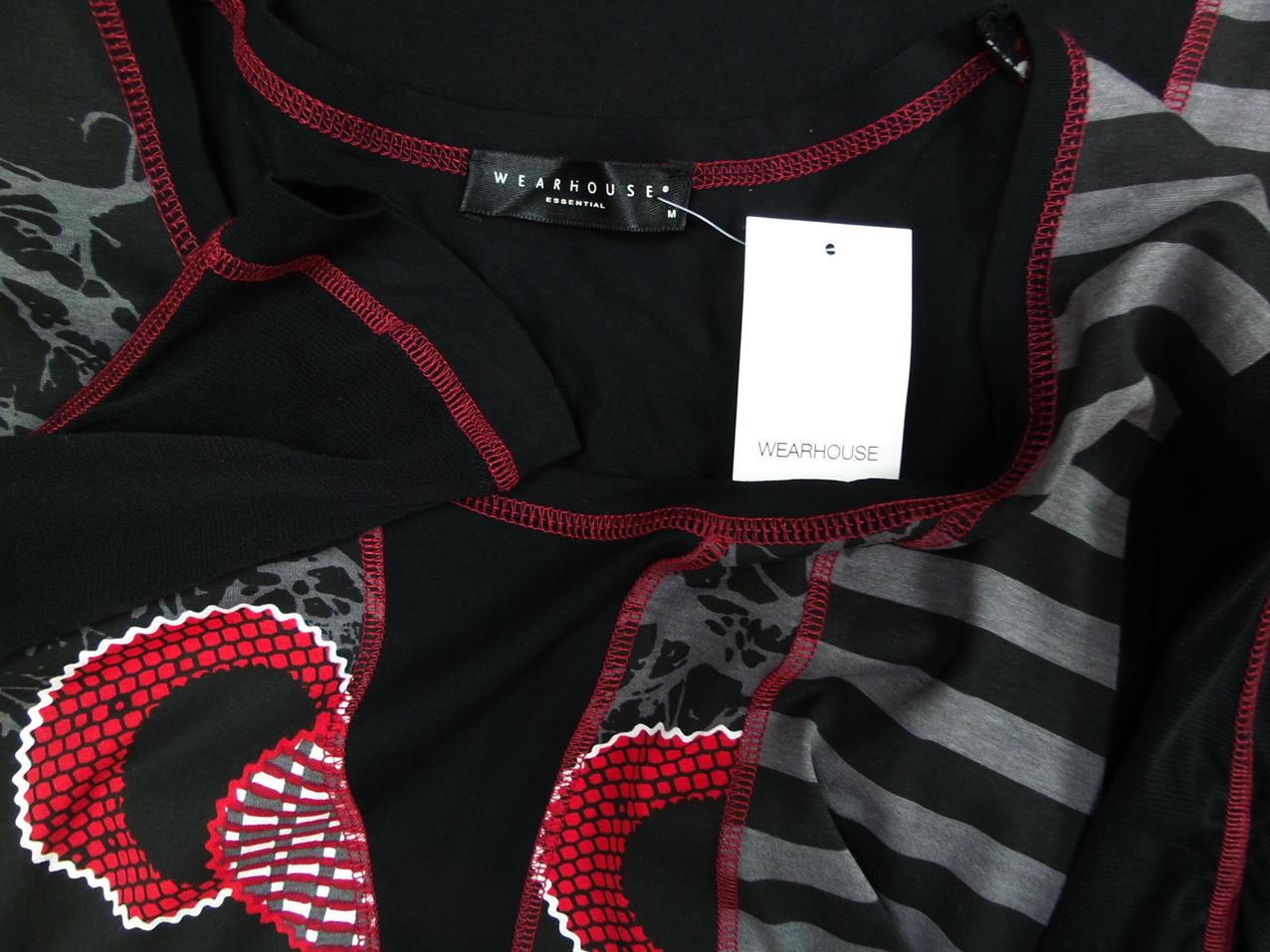 Wearhouse Rozmiar M Kolor Czerwony Okrągły dekolt Sukienka Sweterkowa Rękaw 3/4 Midi Wearhouse Rozmiar M Kolor Czerwony Okrągły dekolt Sukienka Sweterkowa Rękaw 3/4 Midi
