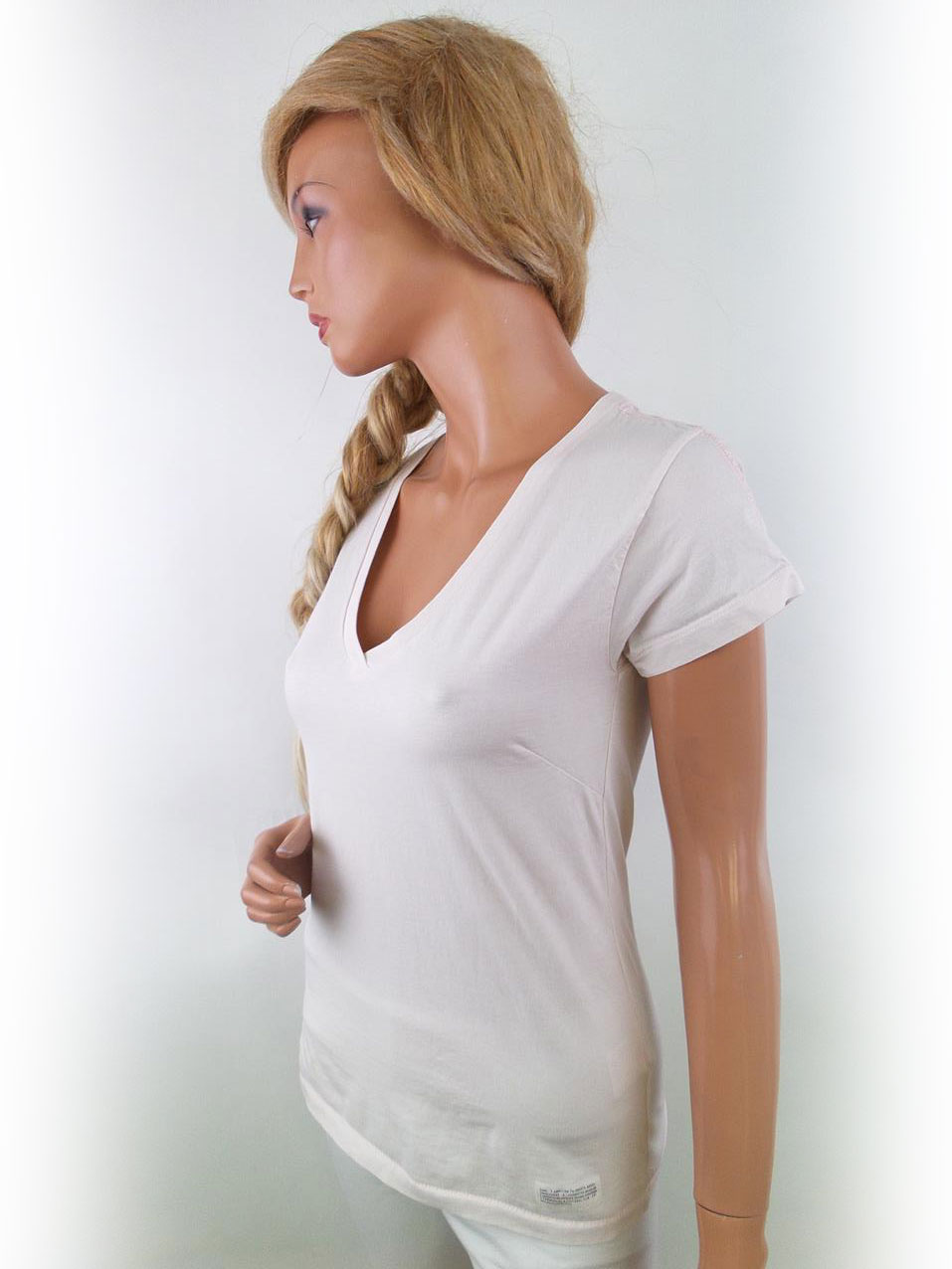 20180115_124252.jpg ACNE JEANS Rozmiar 40 Kolor Pudrowy Róż W serek T-Shirt Krótki rękaw Materiał Bawełna 100%