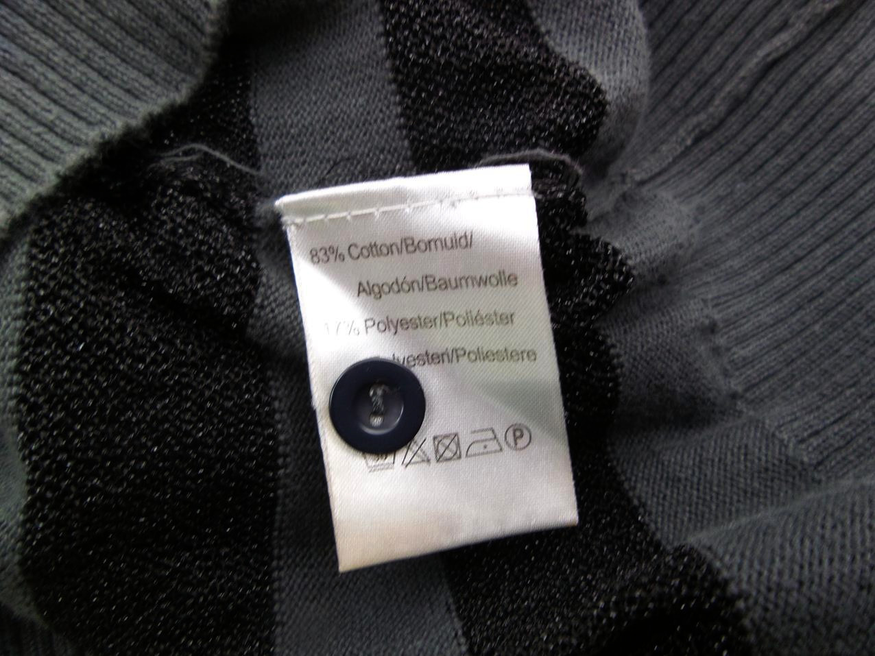 Ichi Rozmiar L Kolor Szary Pasy W serek Tunika Zapinana Bluzka Krótki rękaw Materiał Bawełna