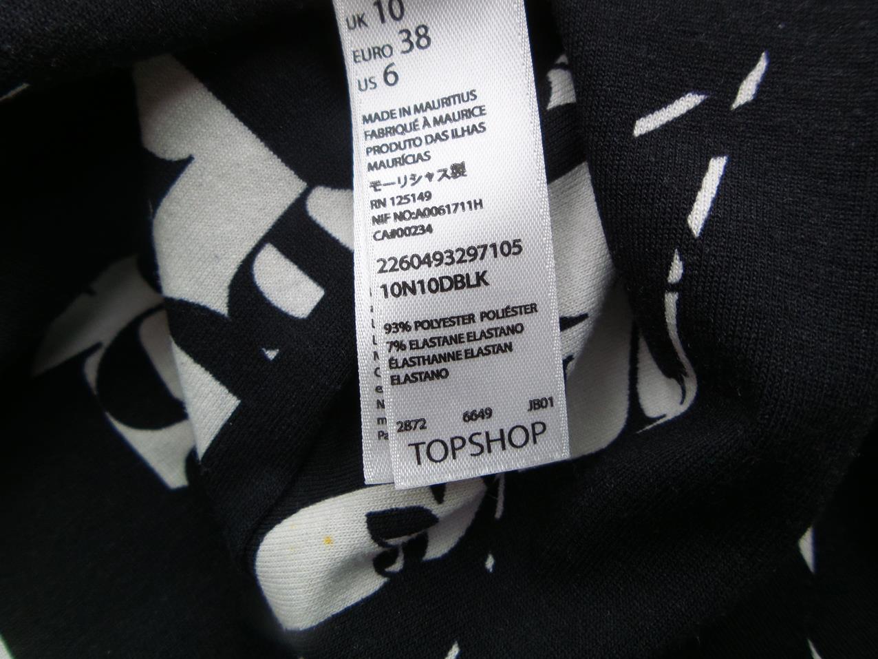 Topshop Rozmiar 38 Kolor Czarny Okrągły dekolt Sukienka Bodycon Długi rękaw Midi