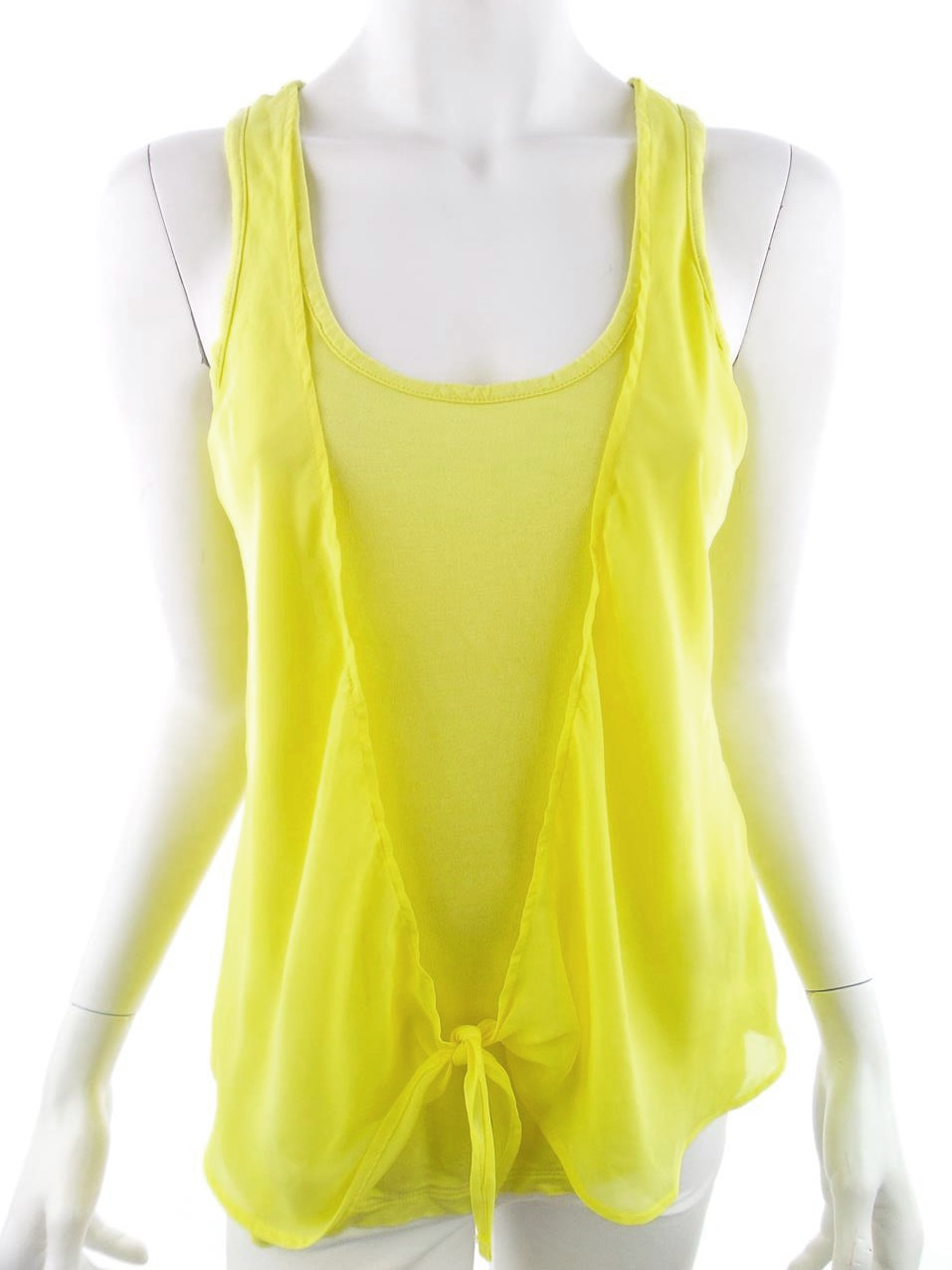 River island Rozmiar 12 (40) Kolor Żółty Dekolt U Tank Top Bezrękawnik Materiał Wiskoza