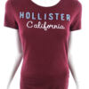 Hollister Rozmiar M Kolor Bordowy Okrągły dekolt T-Shirt Krótki rękaw Materiał Bawełna