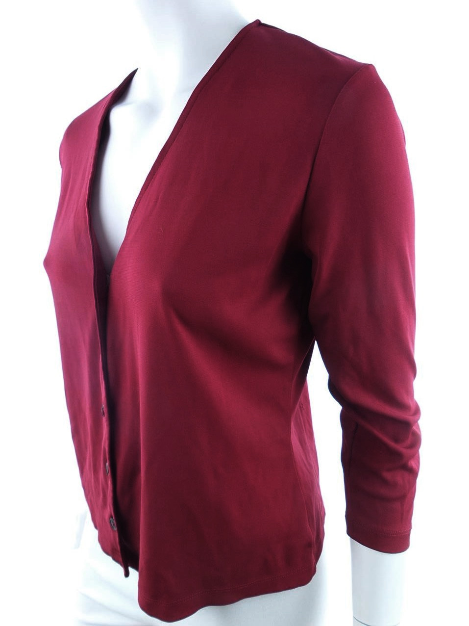 20180131_162253.jpg Ann Taylor Rozmiar S Kolor Bordowy W serek Bluzka Zapinana Rękaw 3/4 Materiał Rayon