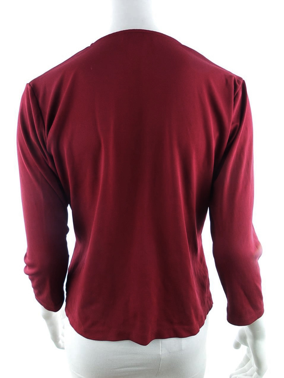 20180131_162316.jpg Ann Taylor Rozmiar S Kolor Bordowy W serek Bluzka Zapinana Rękaw 3/4 Materiał Rayon