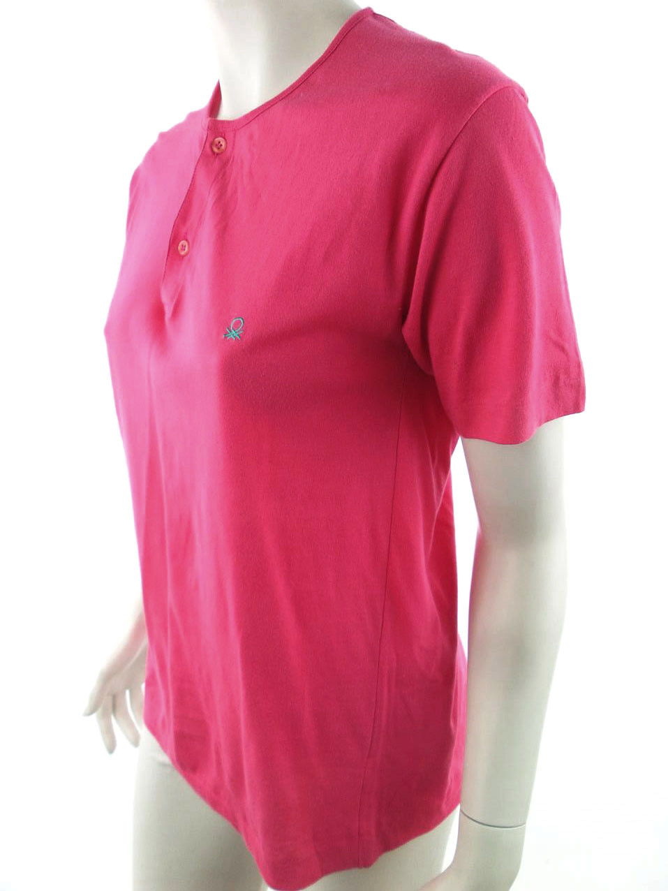 Benetton Rozmiar M Kolor Różowy Crew Neck Koszulka Polo Krótki rękaw Materiał Bawełna 100% Benetton Rozmiar M Kolor Różowy Crew Neck Koszulka Polo Krótki rękaw Materiał Bawełna 100%