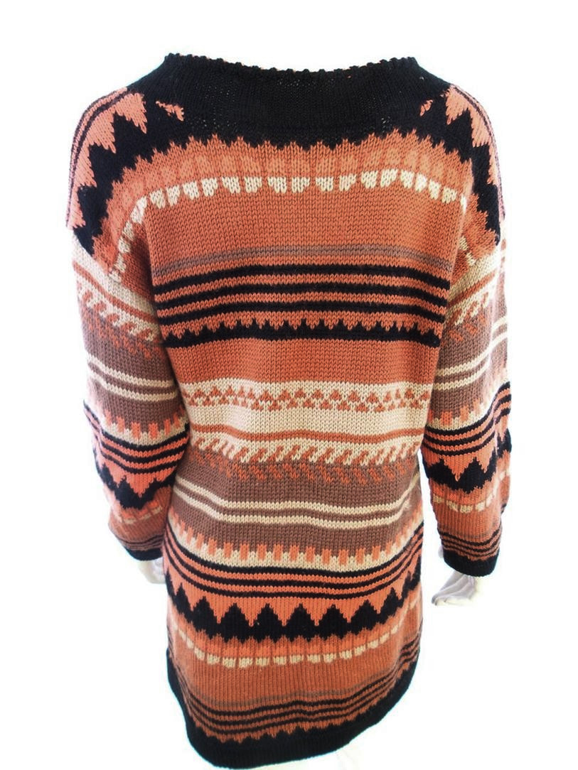 Vintage Rozmiar M Kolor Pomarańczowy Paisley Okrągły dekolt Tunika Bluzka Dzianina Długi rękaw Vintage Rozmiar M Kolor Pomarańczowy Paisley Okrągły dekolt Tunika Bluzka Dzianina Długi rękaw