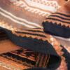 Vintage Rozmiar M Kolor Pomarańczowy Paisley Okrągły dekolt Tunika Bluzka Dzianina Długi rękaw