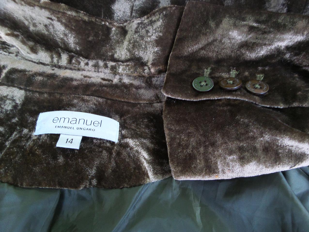 20180206_093149.jpg Emanuel Ungaro Rozmiar 14 (42) Kolor Brązowy Kołnierz Żakiet z zapięciem Długi rękaw Materiał Rayon