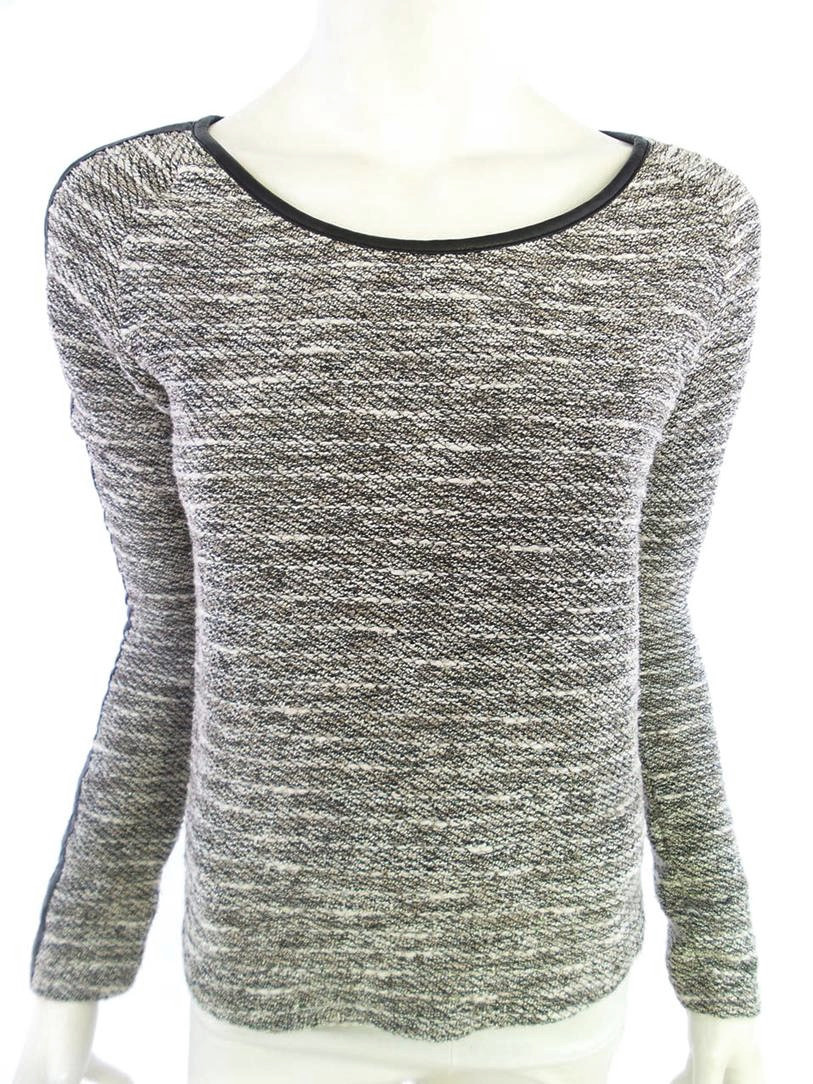 Maison scotch Rozmiar 1 Kolor Szary Okrągły dekolt Sweter Długi rękaw Cienka dzianina