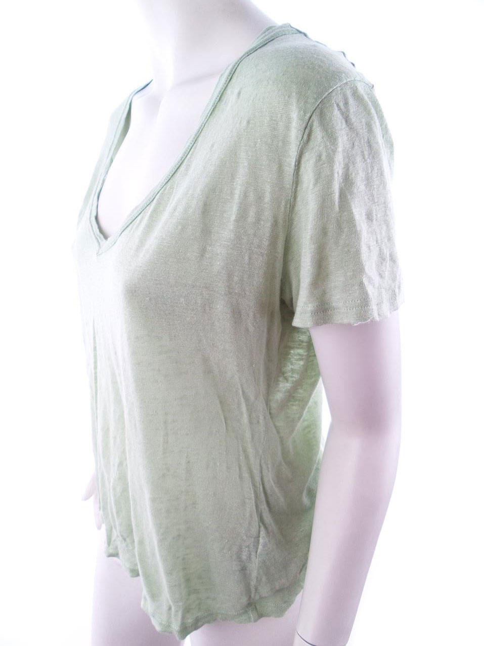 Rozmiar L Kolor Miętowy W serek T-Shirt Bezrękawnik Materiał Len 100%
