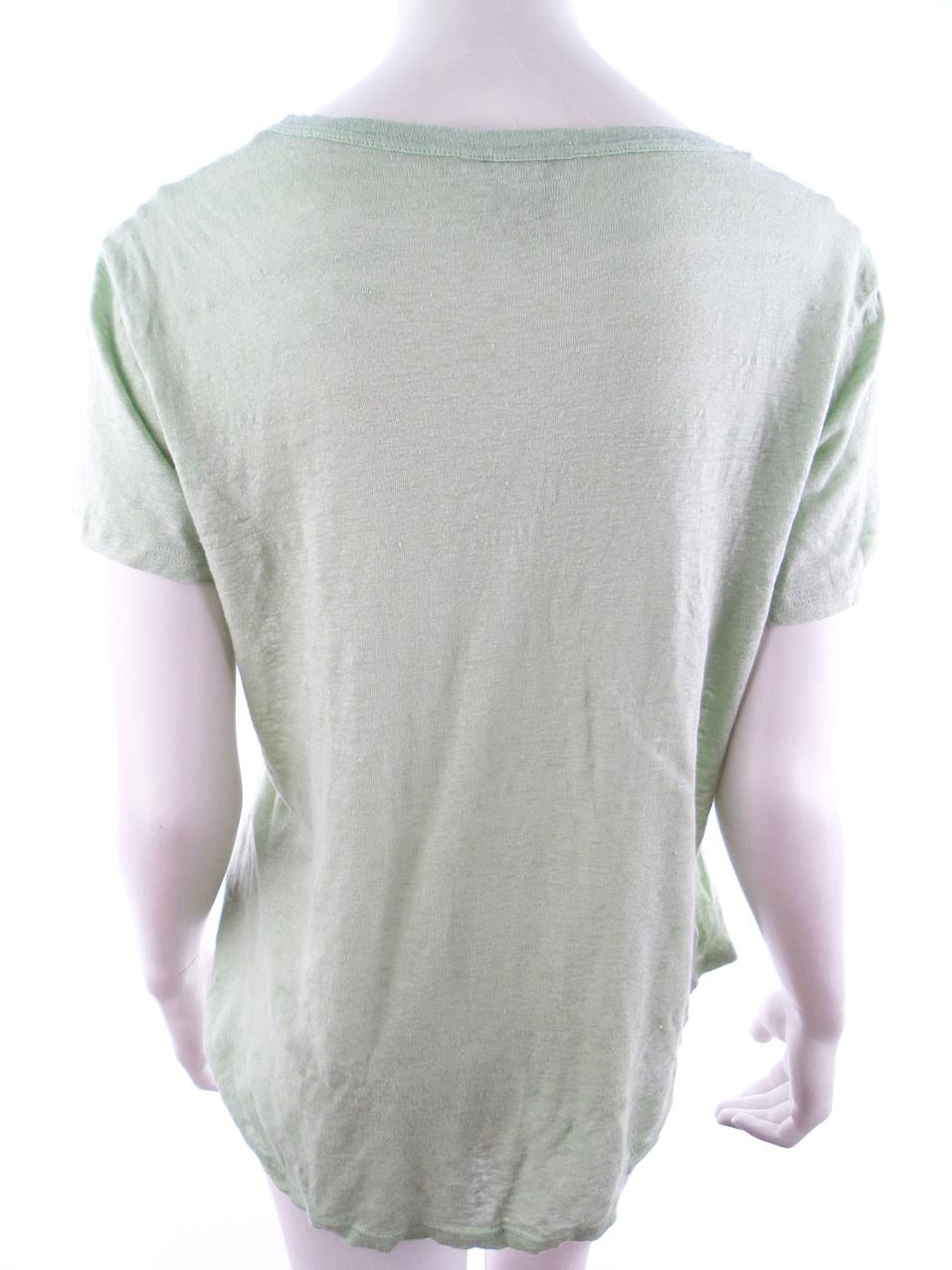 Rozmiar L Kolor Miętowy W serek T-Shirt Bezrękawnik Materiał Len 100%