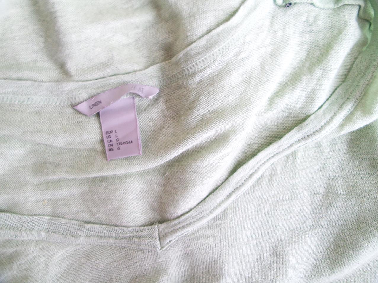 Rozmiar L Kolor Miętowy W serek T-Shirt Bezrękawnik Materiał Len 100%