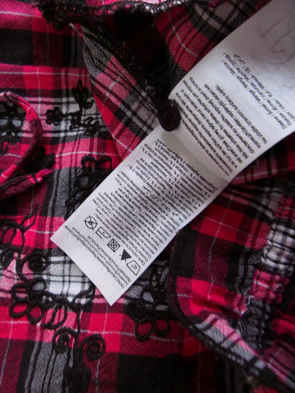 Vero moda Rozmiar M Kolor Różowy Krata W serek Tunika Bluzka Długi rękaw Materiał Bawełna 100%