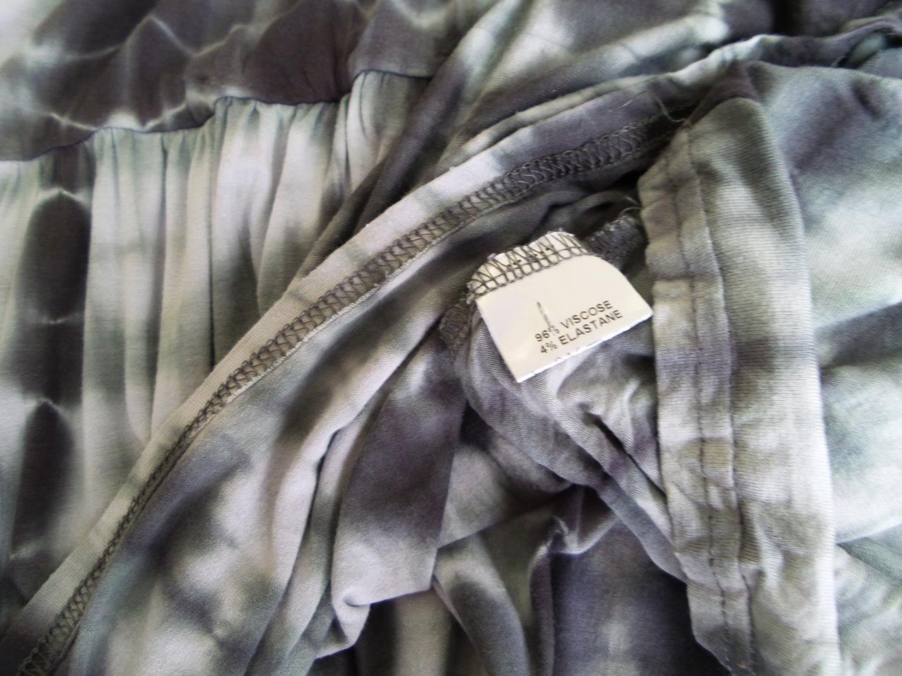 Vintage Rozmiar L Kolor Szary Okrągły dekolt Sukienka Mini Bezrękawnik Krótka Materiał Wiskoza
