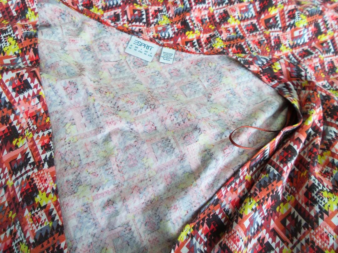 Esprit Rozmiar XL Kolor Brązowy W serek Sukienka Letnia Bezrękawnik Do Kolan Materiał Bawełna Esprit Rozmiar XL Kolor Brązowy W serek Sukienka Letnia Bezrękawnik Do Kolan Materiał Bawełna