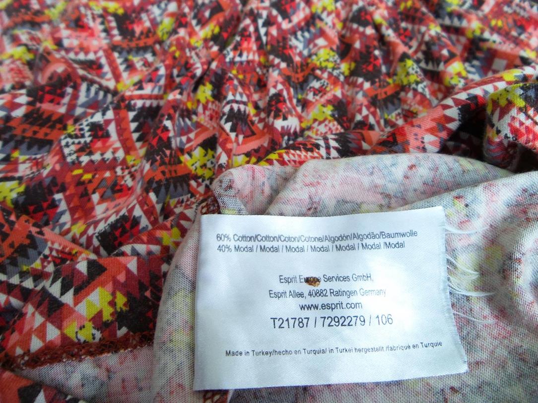 Esprit Rozmiar XL Kolor Brązowy W serek Sukienka Letnia Bezrękawnik Do Kolan Materiał Bawełna Esprit Rozmiar XL Kolor Brązowy W serek Sukienka Letnia Bezrękawnik Do Kolan Materiał Bawełna