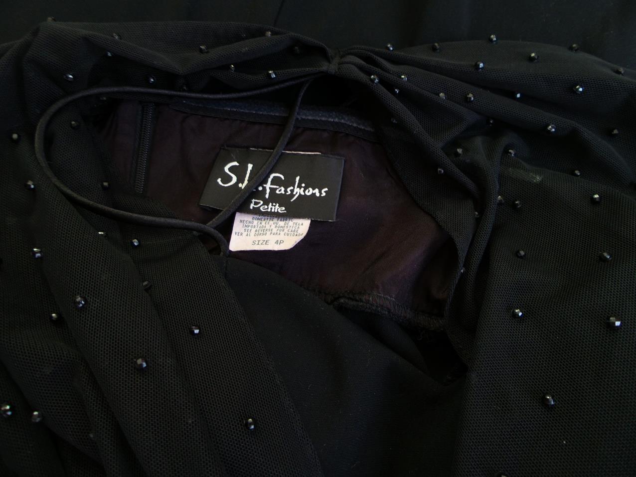S.L.Fashions Petite Rozmiar 4 Kolor Czarny Halter Suknia Balowa Sukienka Wieczorowa Bezrękawnik Do Kolan