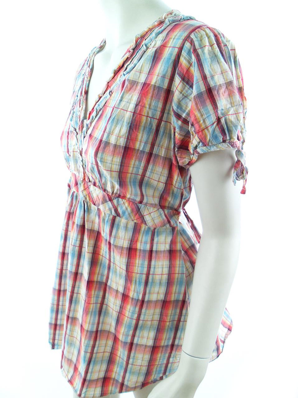 Dorothy perkins Rozmiar 44 Kolor Czerwony Krata W serek Tunika Bluzka Krótki rękaw Materiał Bawełna 100% Dorothy perkins Rozmiar 44 Kolor Czerwony Krata W serek Tunika Bluzka Krótki rękaw Materiał Bawełna 100%