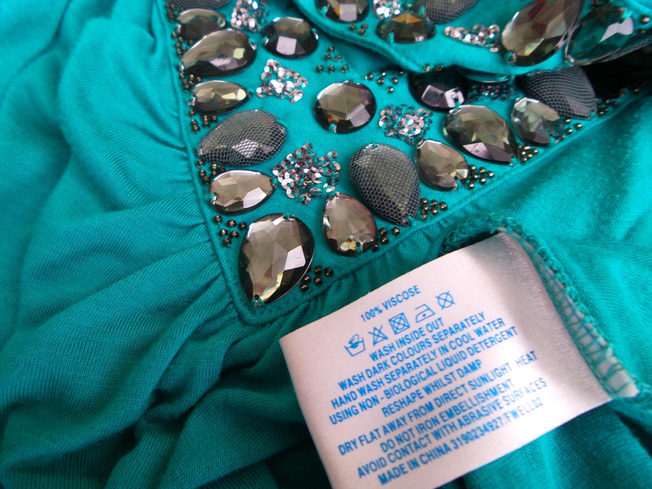 Oasis Rozmiar 10/36 Kolor Turkusowy W serek Tunika Bluzka Bezrękawnik Materiał Wiskoza 100%