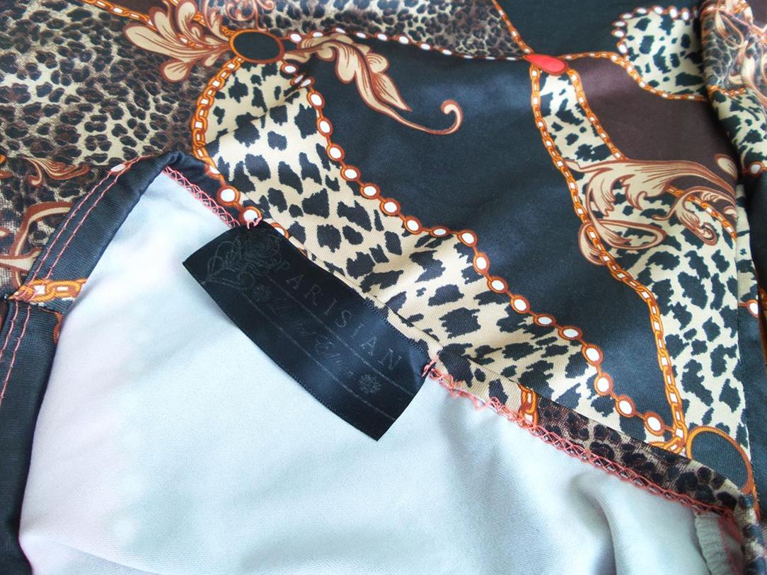 Parisian Rozmiar 8 (36) Kolor Brązowy W łódkę Sukienka Bodycon Długi rękaw Krótka Materiał Wiskoza