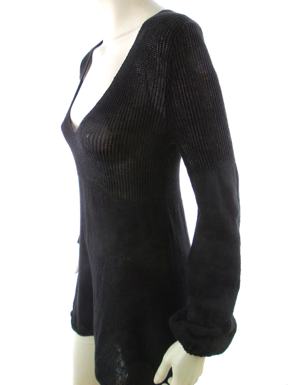 Tricot Rozmiar M Kolor Czarny Dekolt U Sukienka A-Line Długi rękaw Do Kolan Materiał Len Tricot Rozmiar M Kolor Czarny Dekolt U Sukienka A-Line Długi rękaw Do Kolan Materiał Len