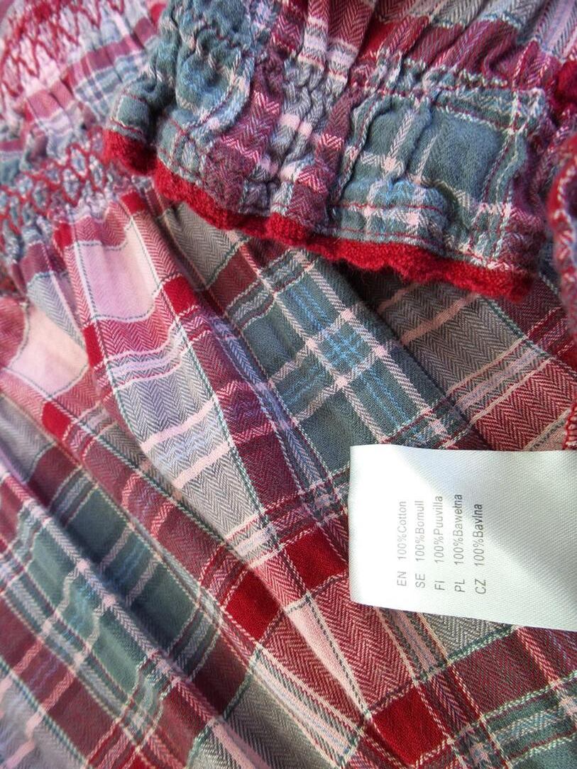 Kappahl Rozmiar S Kolor Szary Krata W serek Tunika Bluzka Długi rękaw Materiał Bawełna 100% Kappahl Rozmiar S Kolor Szary Krata W serek Tunika Bluzka Długi rękaw Materiał Bawełna 100%