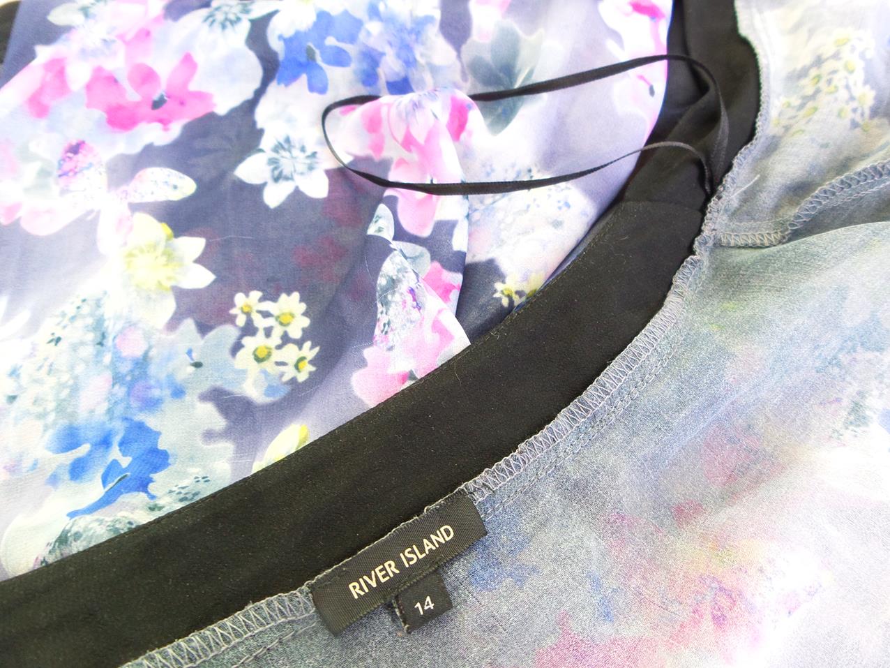 River island Rozmiar 14 (42) Kolor Szary W serek Długi Otwarty Kardigan Rękaw 3/4 Cienka dzianina