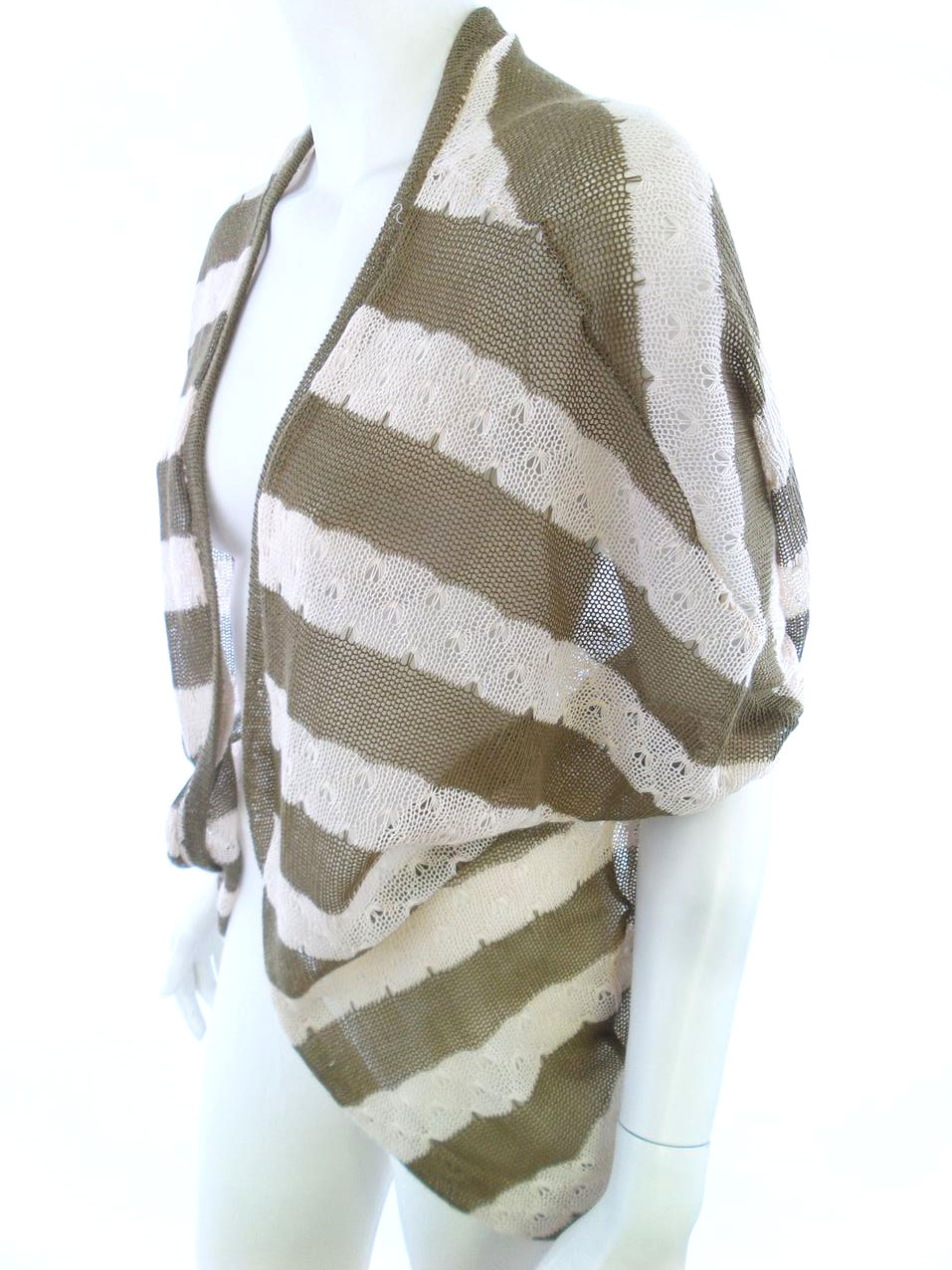 20180302_092927.jpg Izabel London Rozmiar 38 Kolor Khaki W serek Długi Otwarty Kardigan Krótki rękaw Otwarta dzianina
