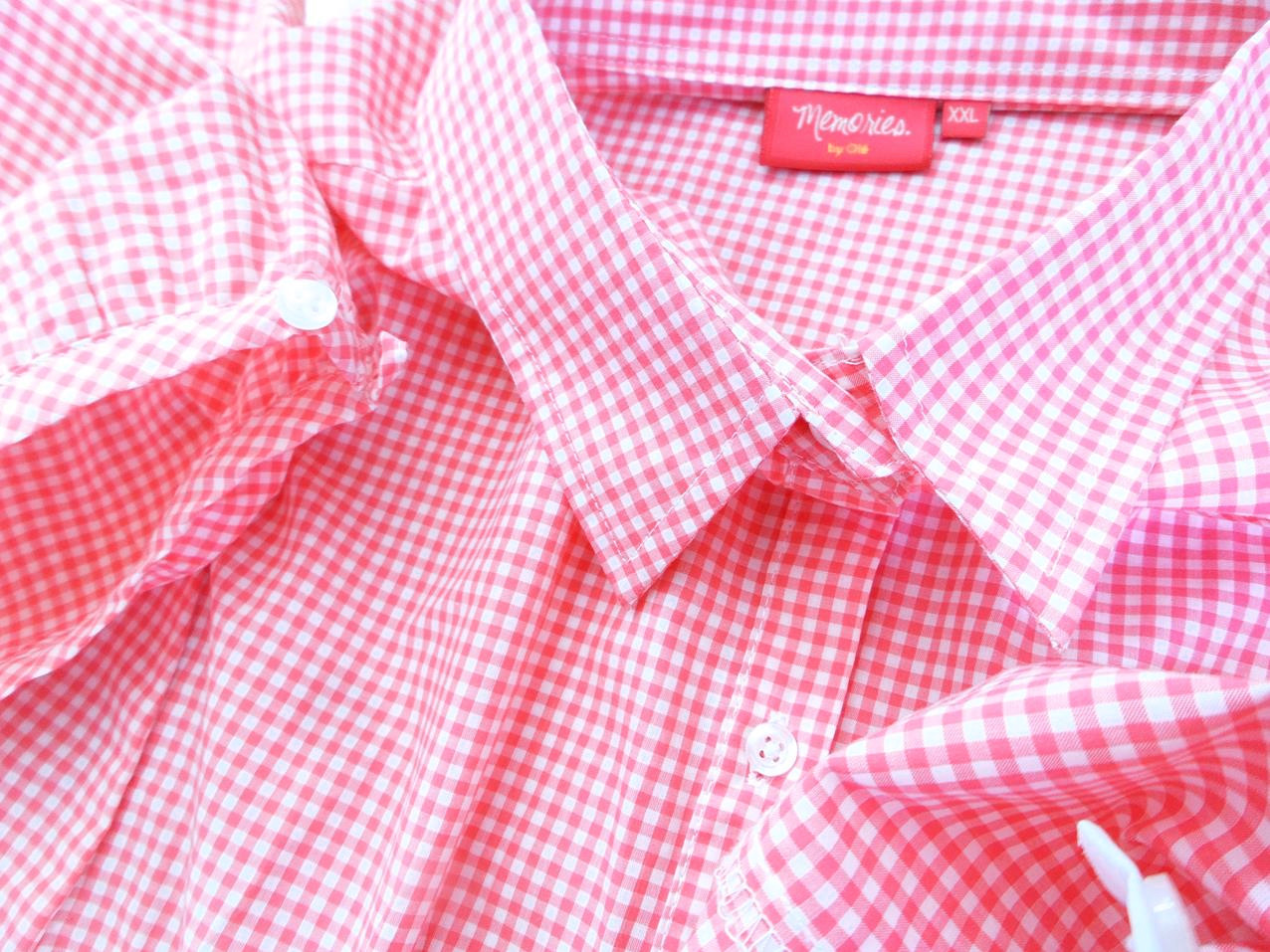 Memories Rozmiar XXL Kolor Różowy Krata Kołnierz Tunika Zapinana Bluzka Krótki rękaw Materiał Bawełna 100% Memories Rozmiar XXL Kolor Różowy Krata Kołnierz Tunika Zapinana Bluzka Krótki rękaw Materiał Bawełna 100%