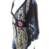 DESIGUAL Rozmiar XS Kolor Czarny Paisley W serek Sukienka Mini Rękaw 3/4 Krótka