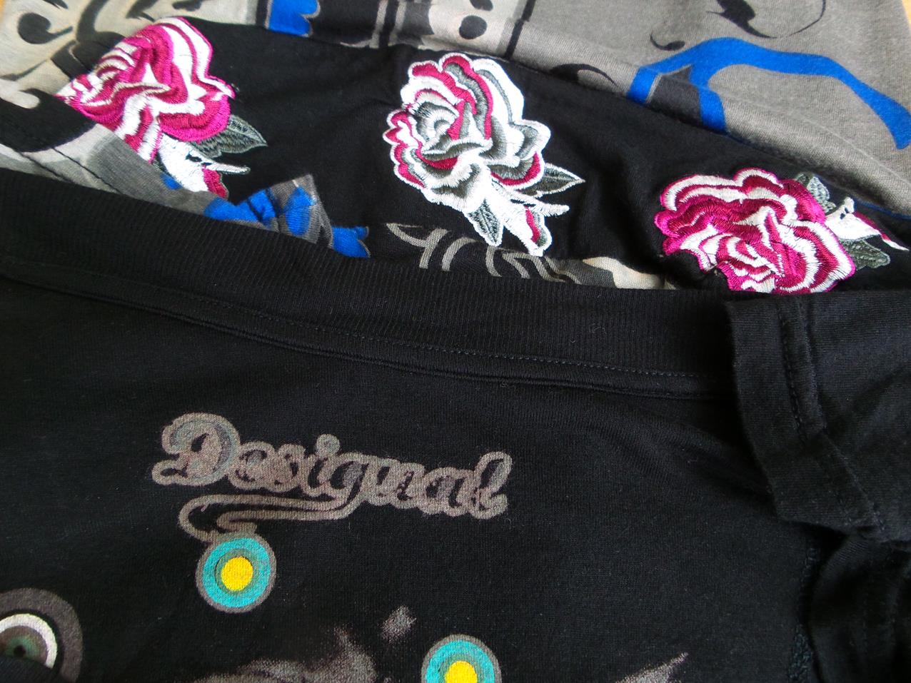 DESIGUAL Rozmiar XS Kolor Czarny Paisley W serek Sukienka Mini Rękaw 3/4 Krótka