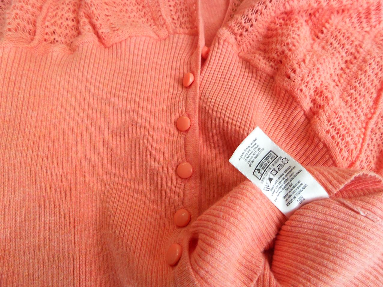 20180309_090401.jpg Miss selfridge Rozmiar 10 (38) W serek Kardigan Zapinany Krótki rękaw Materiał Bawełna 100% Otwarta dzianina