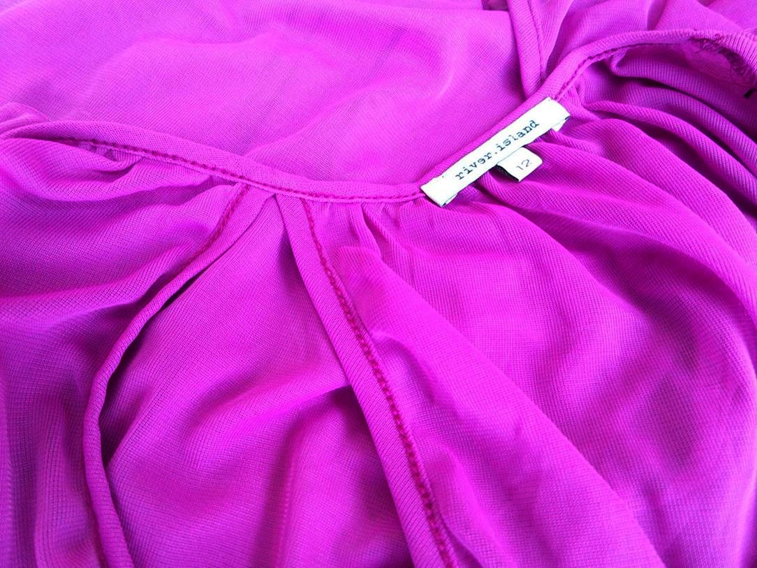 River island Rozmiar 12 (40) Kolor Fuksja Okrągły dekolt Bluzka Długi rękaw