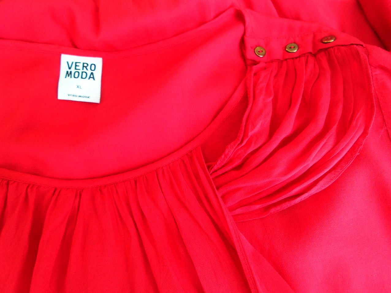 Vero moda Rozmiar XSL Kolor Czerwony Okrągły dekolt Tunika Bluzka Długi rękaw Materiał Wiskoza 100%
