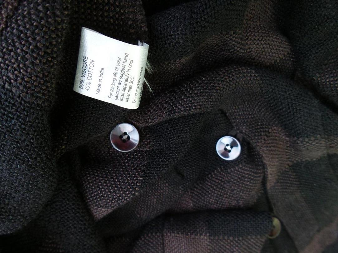 Vintage Rozmiar 2 Kolor Brązowy Krata Kołnierz Długi Zapinany Kardigan Płaszcz Rękaw 3/4 Materiał Wiskoza Vintage Rozmiar 2 Kolor Brązowy Krata Kołnierz Długi Zapinany Kardigan Płaszcz Rękaw 3/4 Materiał Wiskoza