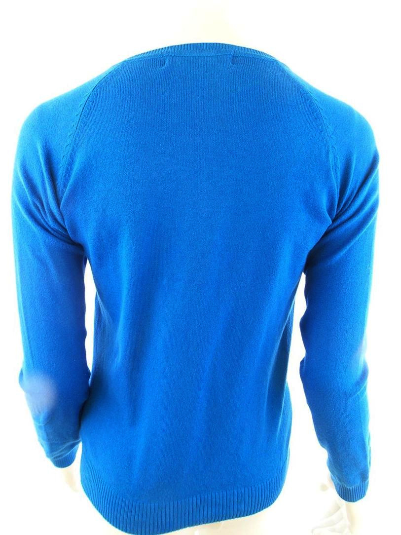 Zara Rozmiar M Kolor Niebieski Split Crew Neck Kardigan Zapinany Długi rękaw Materiał Bawełna Cienka dzianina